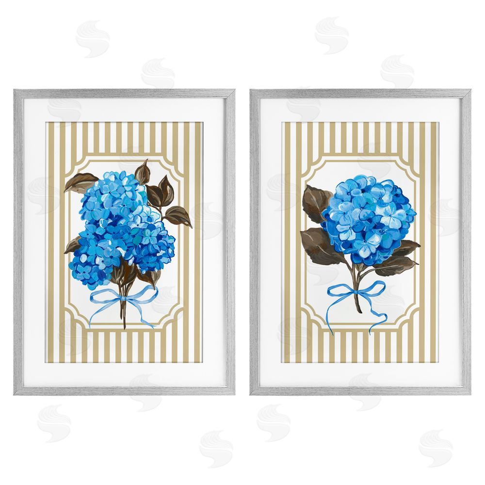 Adonna Ebrahimi Hydrangea Bouquets with Bows Gray Framed Print Under Glass Wall Art