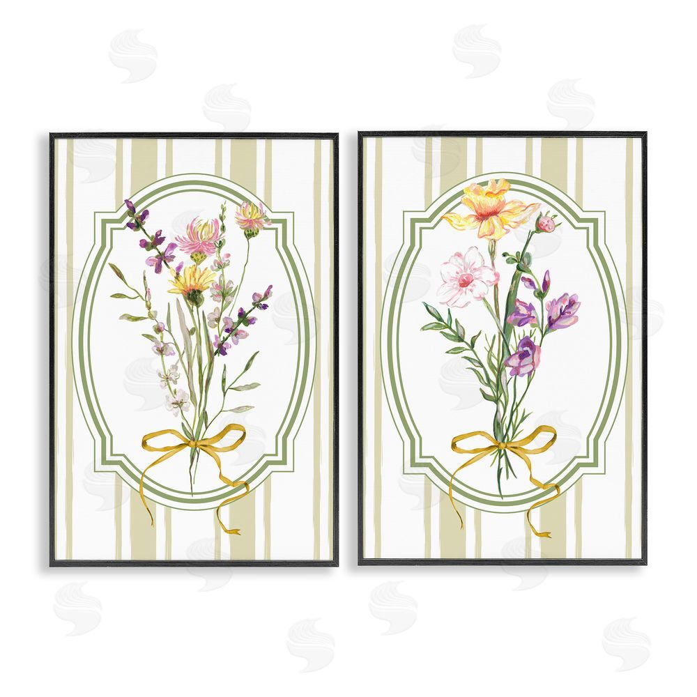 Adonna Ebrahimi Wildflower Bundles Classic Stripes Black Framed Giclee Print Wall Art