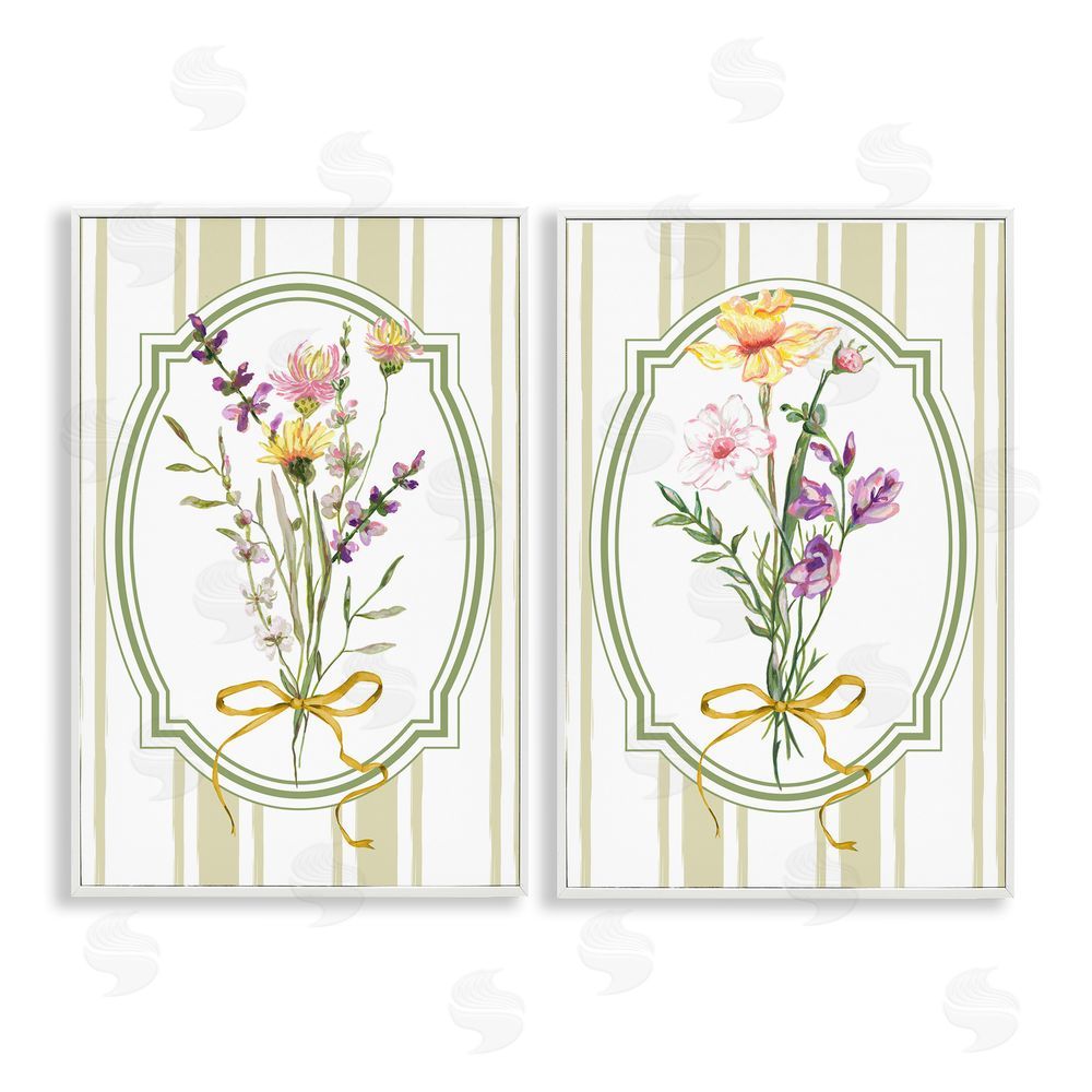 Adonna Ebrahimi Wildflower Bundles Classic Stripes White Framed Giclee Print Wall Art