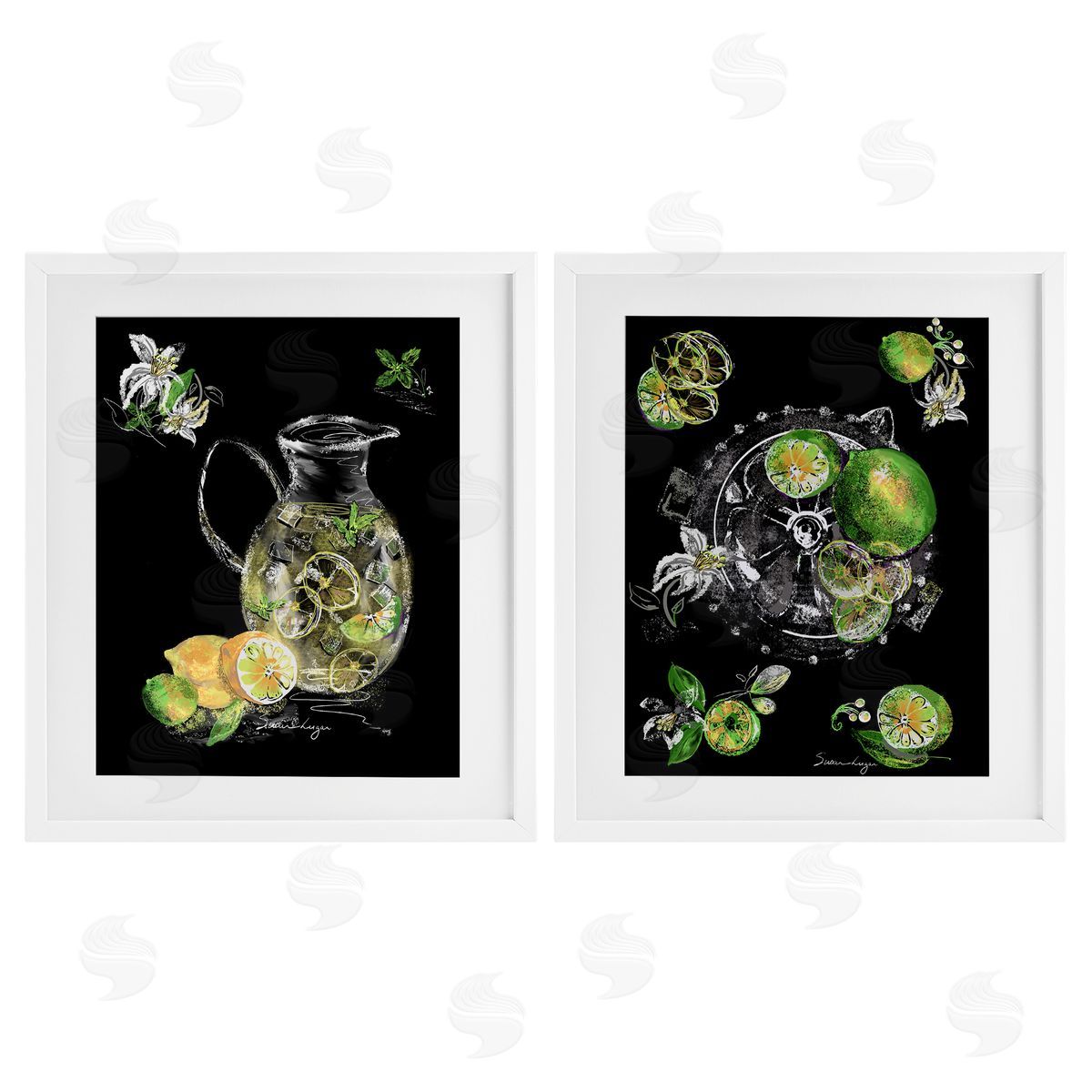 Susan Lugar Refreshing Sliced Lemons And Limes Canvas Wall Art Print