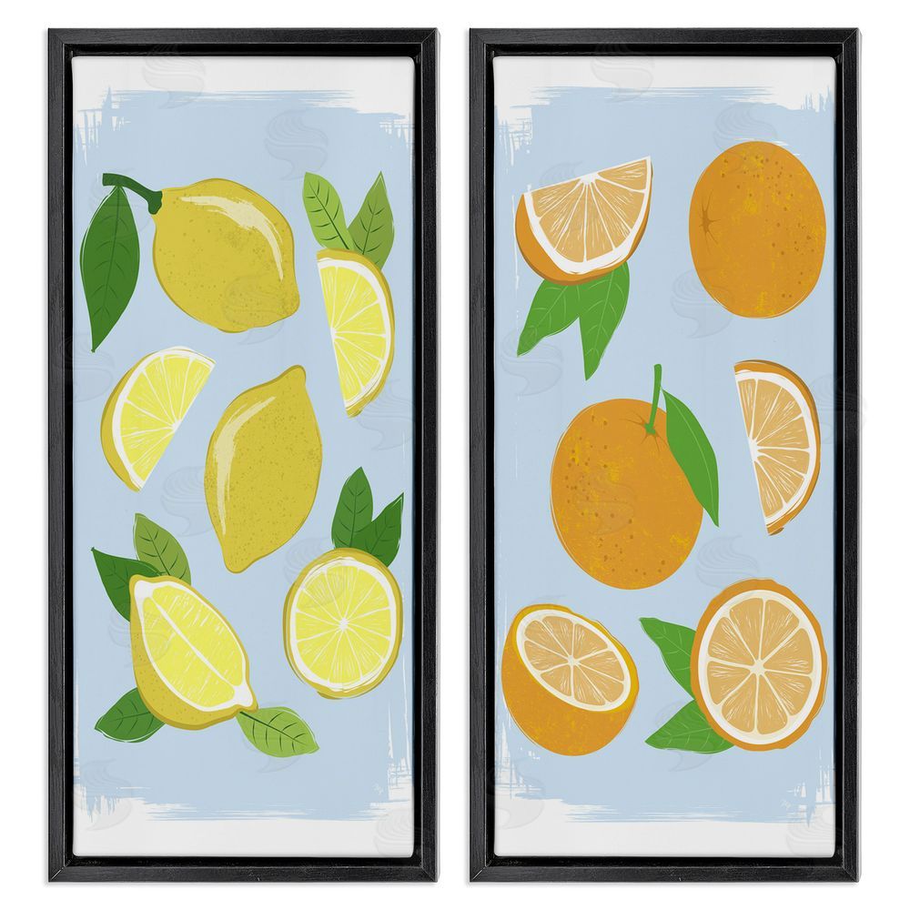 Martina Pavlova Pastel Summer Citrus Fruits Black Floating Frame Canvas Wall Art Print
