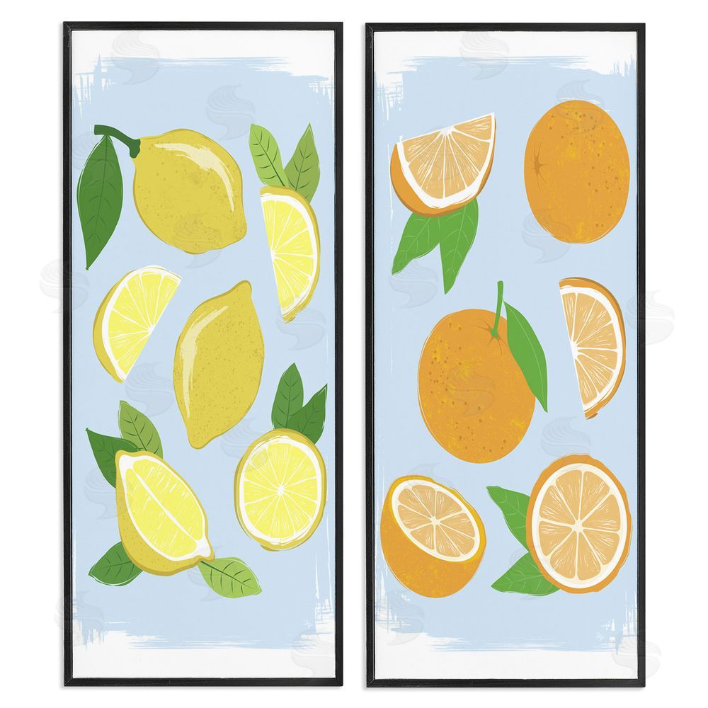 Martina Pavlova Pastel Summer Citrus Fruits Black Framed Giclee Wall Art Print