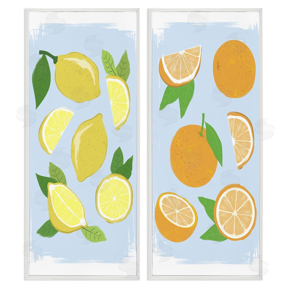 Martina Pavlova Pastel Summer Citrus Fruits White Framed Giclee Wall Art Print