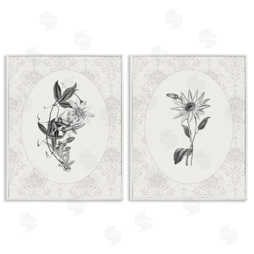 CAD Designs Vintage Flowers & Lace White Framed Giclee Wall Art Print