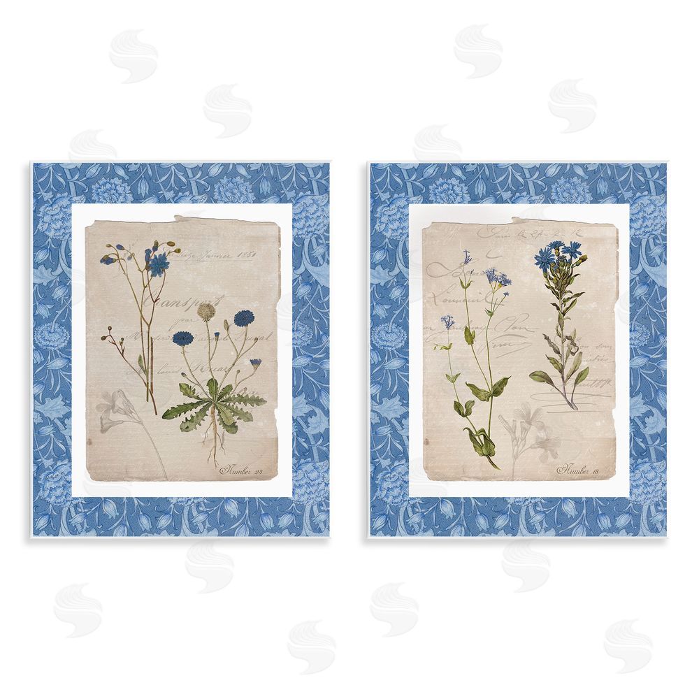 Livi Finn Blue Botanical Herbs Wall Plaque Art Print