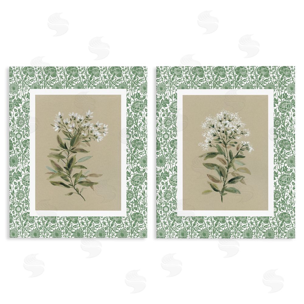 Carol Robinson Green Botanical Patterned Florals Stretched Canvas Wall Art Print