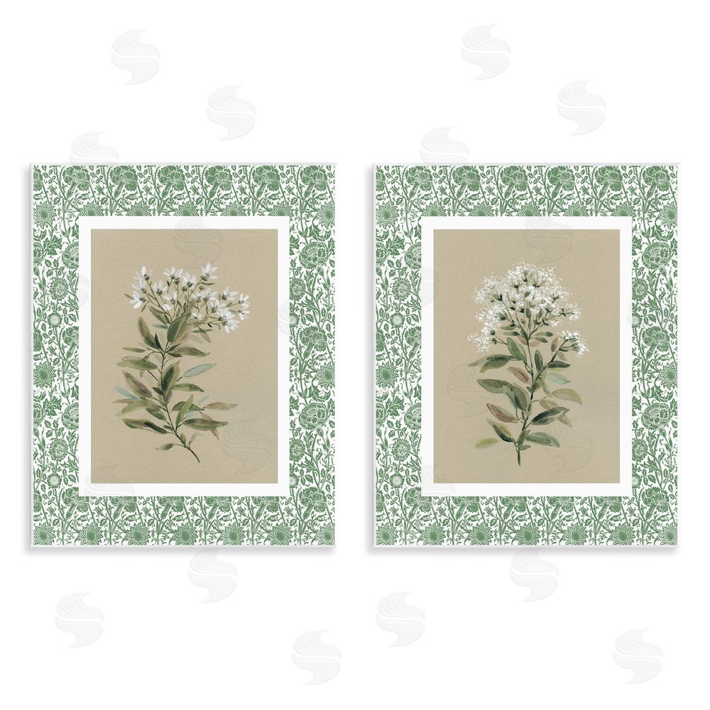 Carol Robinson Green Botanical Patterned Florals Wall Plaque Art Print