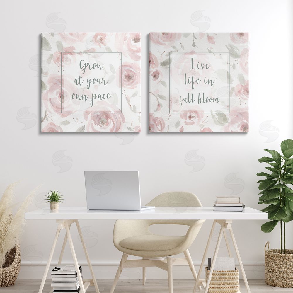 Carol Robinson Full Bloom at Your Pace Florals Canvas Wall Art Print in Room