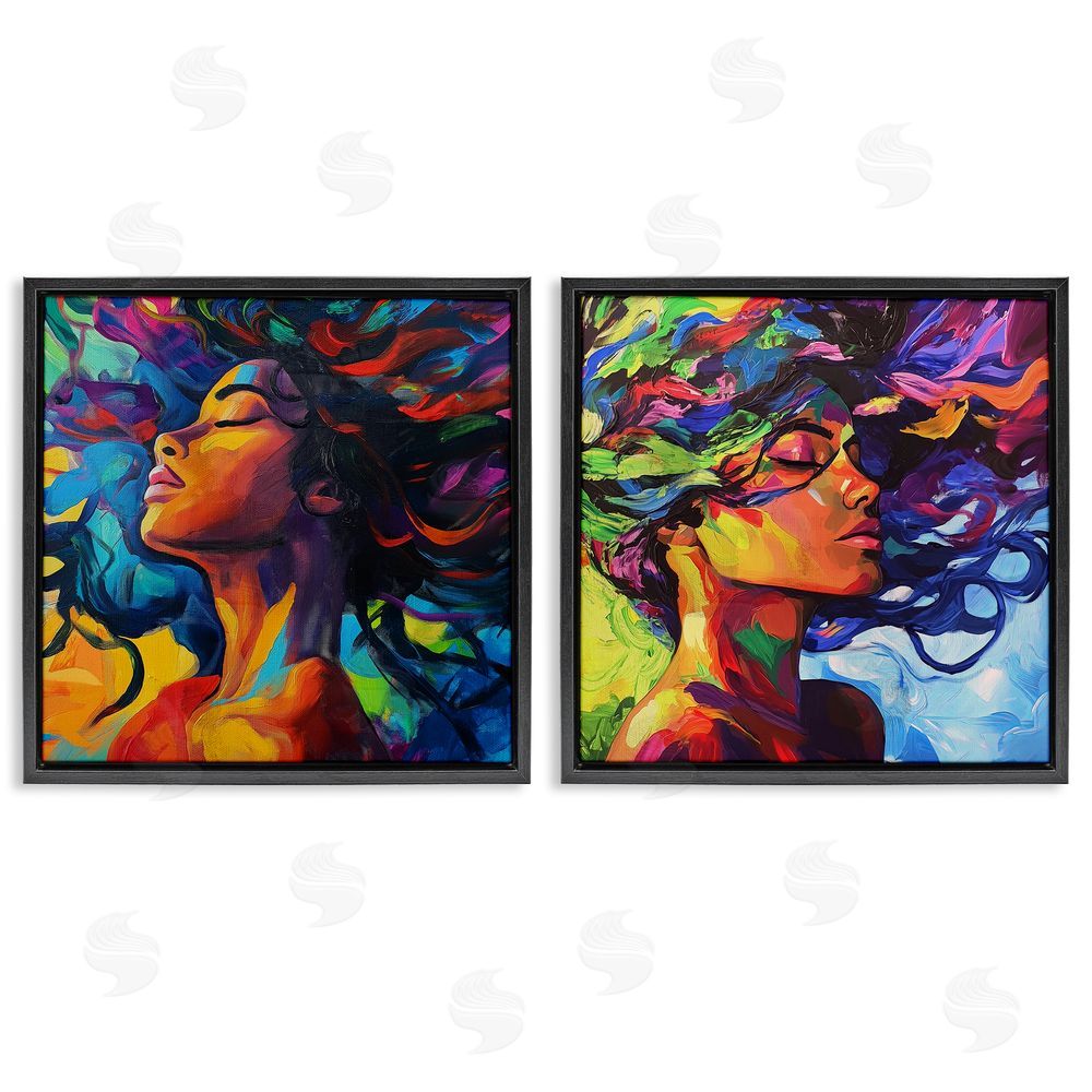Svetlana Aleynikova Radiant Flow Of Colors Black Floating Frame Canvas Wall Art Print
