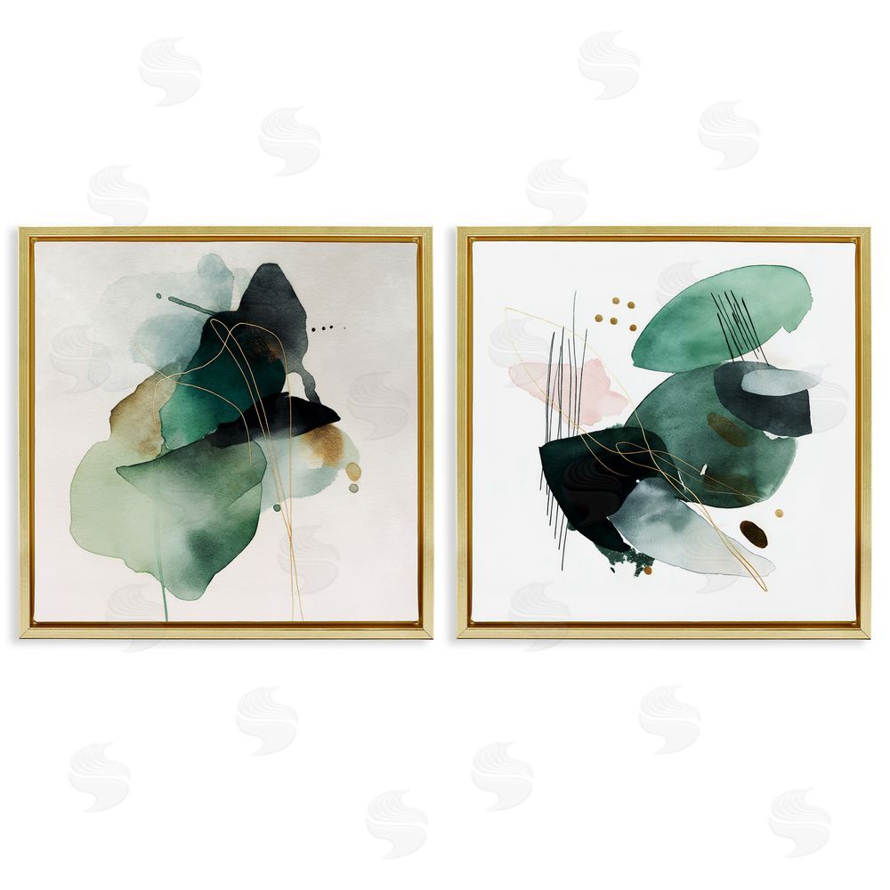 Svetlana Aleynikova Fluid Abstract Harmonies Gold Floating Frame Canvas Wall Art Print