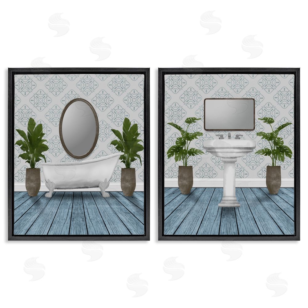 Marcus Prime Bathroom's Restful Wash Black Floating Frame Canvas Wall Art Print