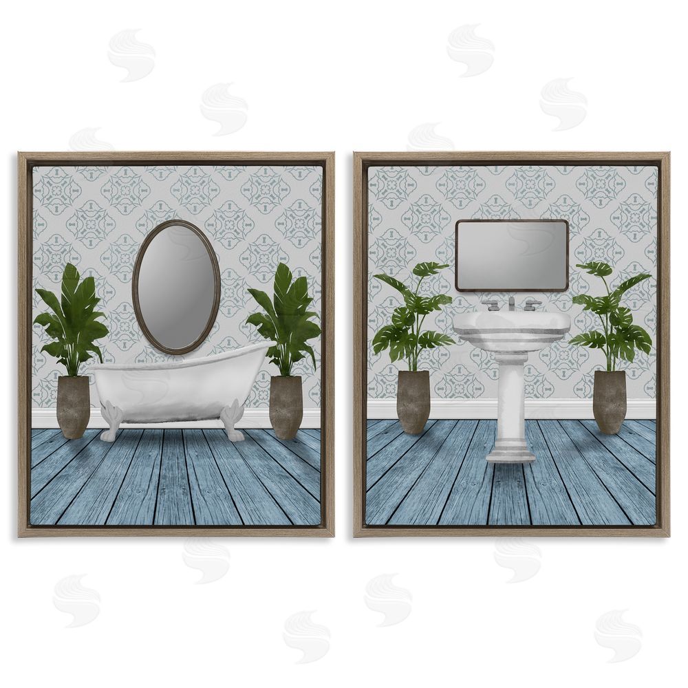 Marcus Prime Bathroom's Restful Wash Brown Floating Frame Canvas Wall Art Print