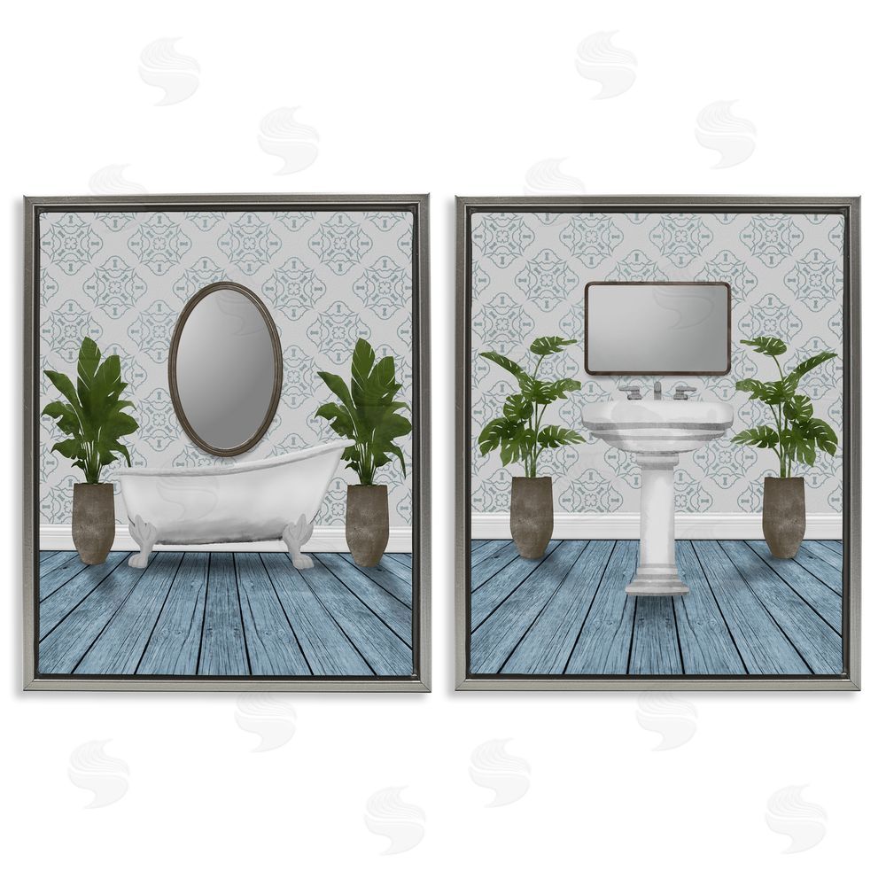 Marcus Prime Bathroom's Restful Wash Gray Floating Frame Canvas Wall Art Print
