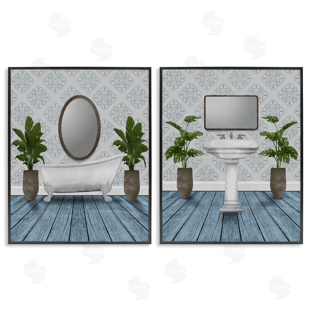 Marcus Prime Bathroom's Restful Wash Black Framed Giclee Wall Art Print