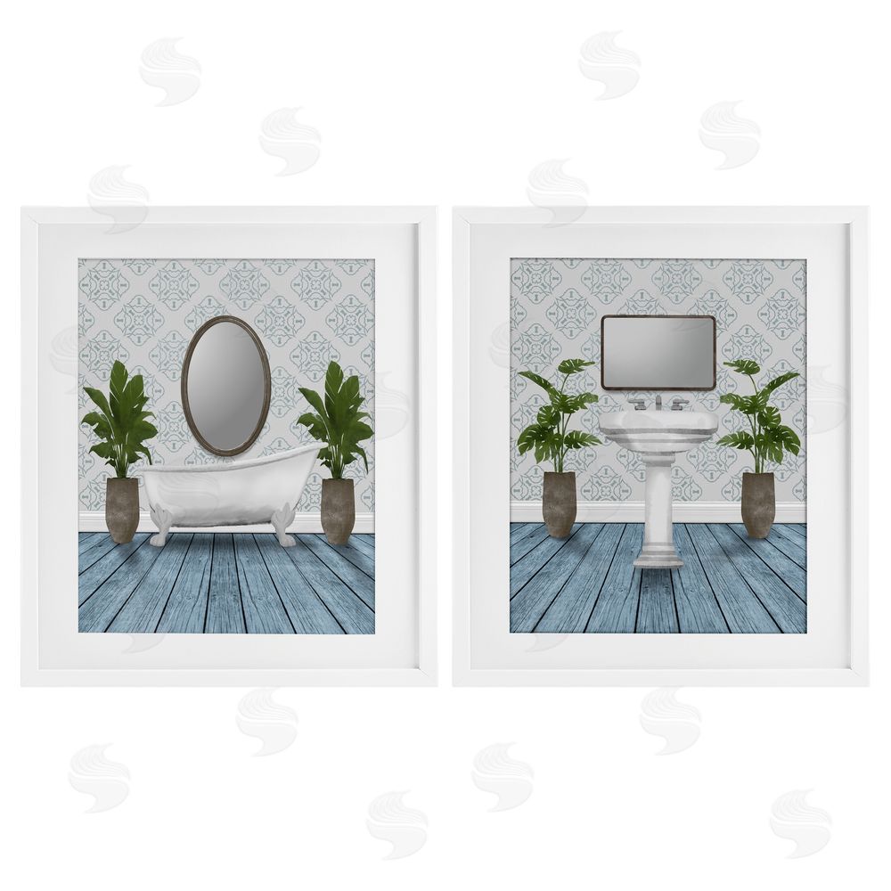 Marcus Prime Bathroom's Restful Wash White Framed Print Under Glass Wall Art