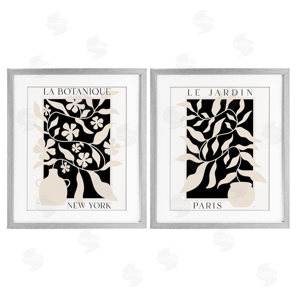 Natalie Carpentieri New York & Paris Botanicals Gray Framed Print Under Glass Wall Art