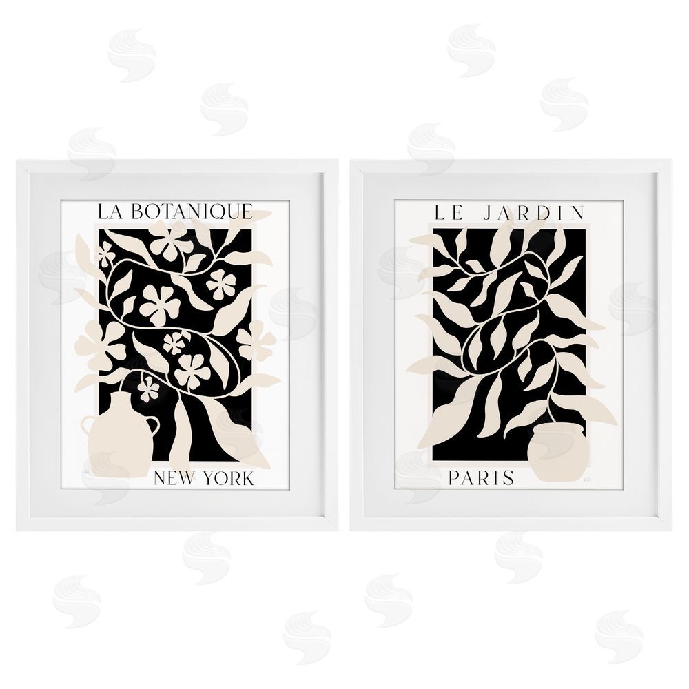 Natalie Carpentieri New York & Paris Botanicals White Framed Print Under Glass Wall Art