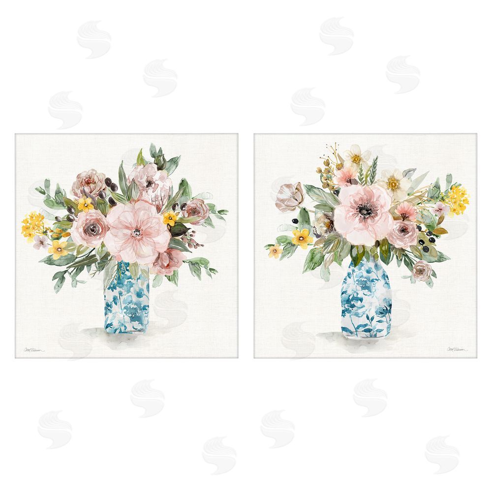 Carol Robinson Summer Chinoiserie Flowers Stretched Canvas Wall Art Print