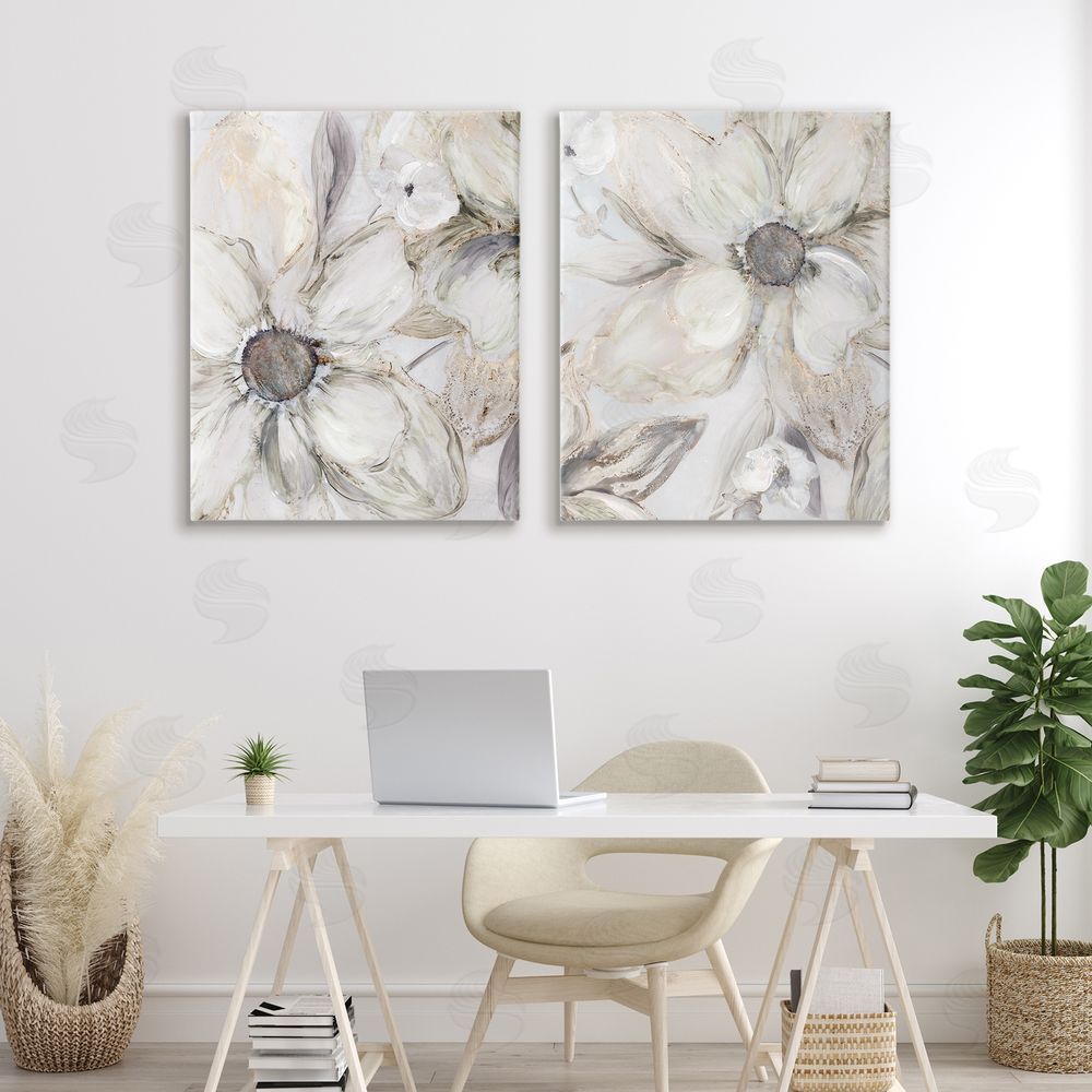 Carol Robinson Sandstone Tinted Blooms Stretched Canvas Wall Art in Room