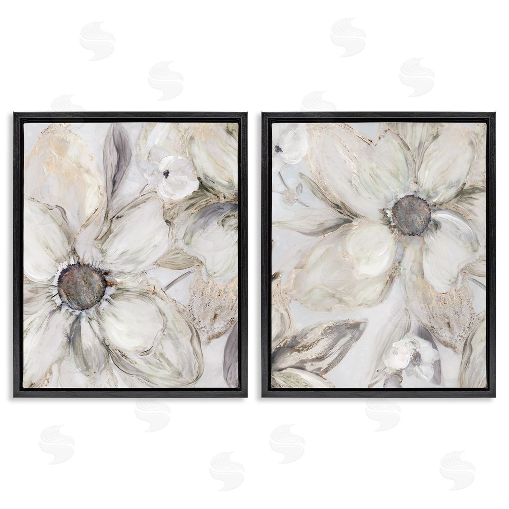 Carol Robinson Sandstone Tinted Blooms Black Floating Frame Canvas Wall Art Print