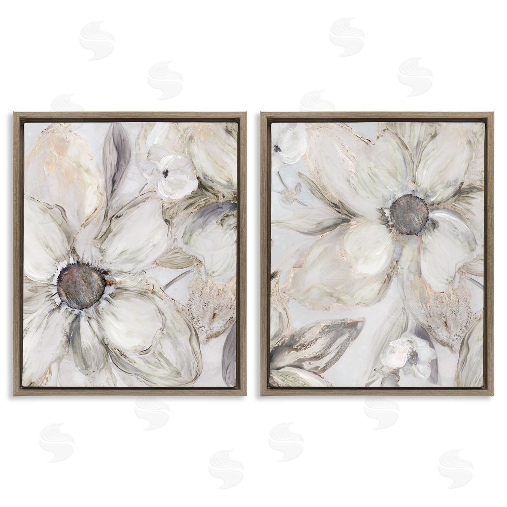 Carol Robinson Sandstone Tinted Blooms Brown Floating Frame Canvas Wall Art Print