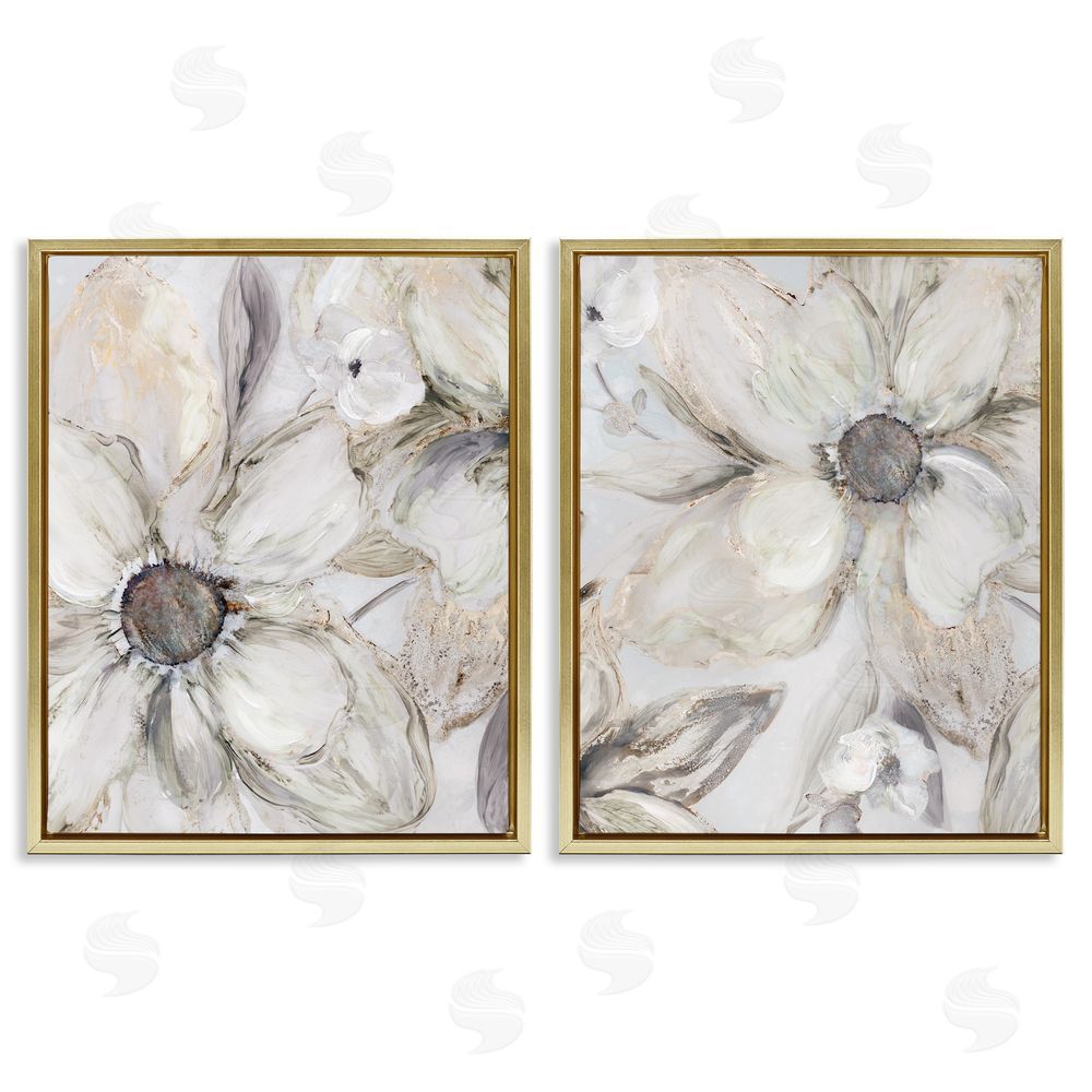 Carol Robinson Sandstone Tinted Blooms Gold Floating Frame Canvas Wall Art Print