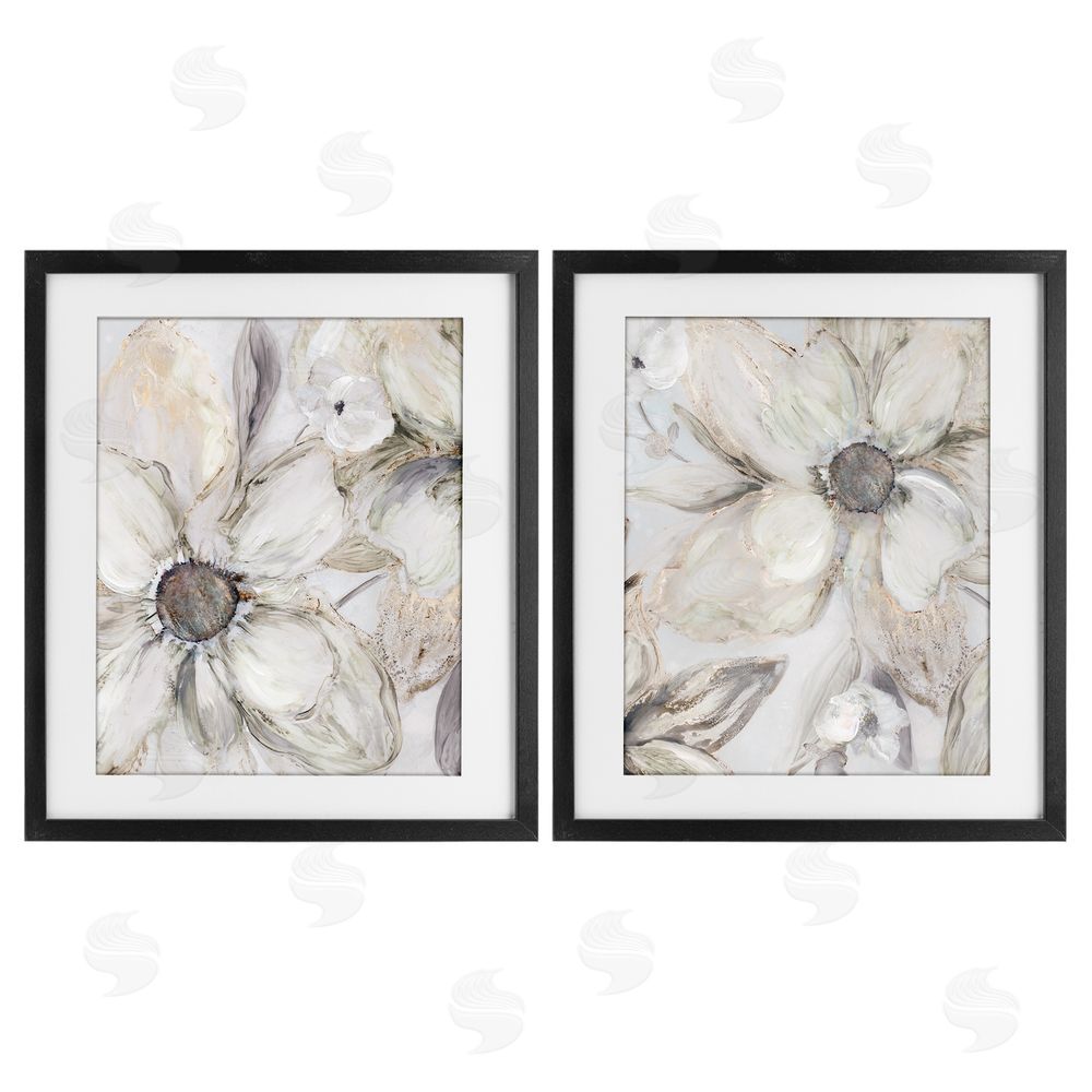 Carol Robinson Sandstone Tinted Blooms Black Framed Print Under Glass Wall Art
