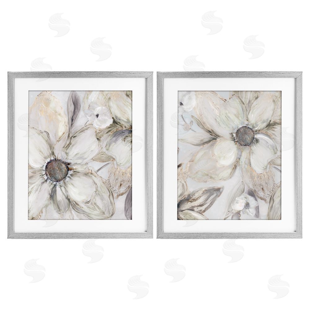 Carol Robinson Sandstone Tinted Blooms Gray Framed Print Under Glass Wall Art