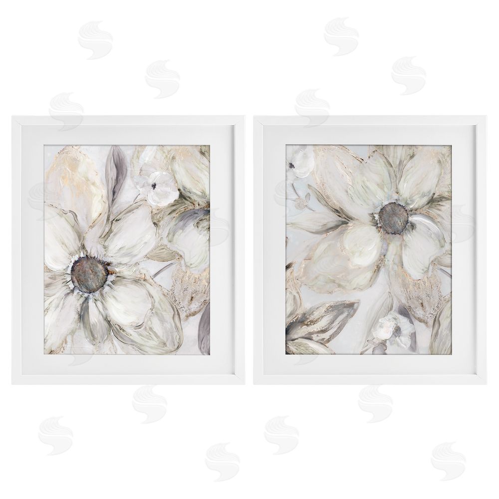 Carol Robinson Sandstone Tinted Blooms White Framed Print Under Glass Wall Art
