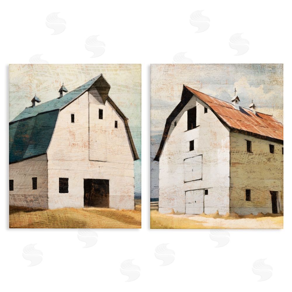 Susan Jill Rustic Big Barns Stretched Canvas Wall Art Print