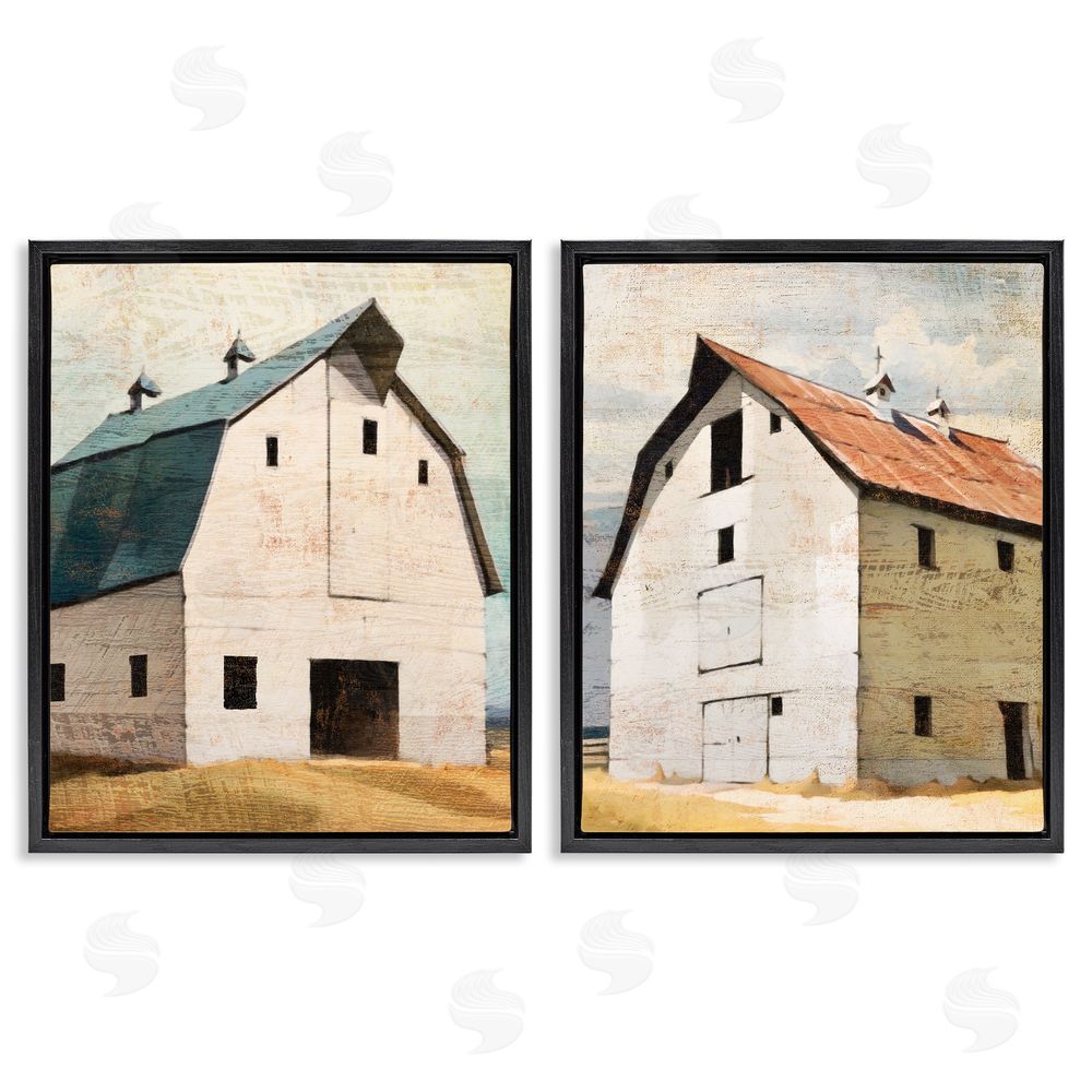 Susan Jill Rustic Big Barns Black Floating Frame Canvas Wall Art Print
