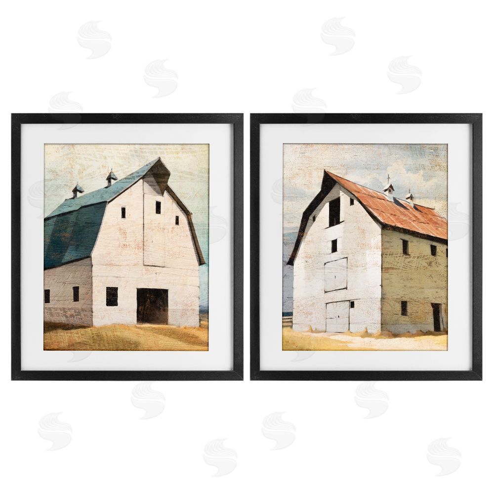 Susan Jill Rustic Big Barns Black Framed Print Under Glass Wall Art