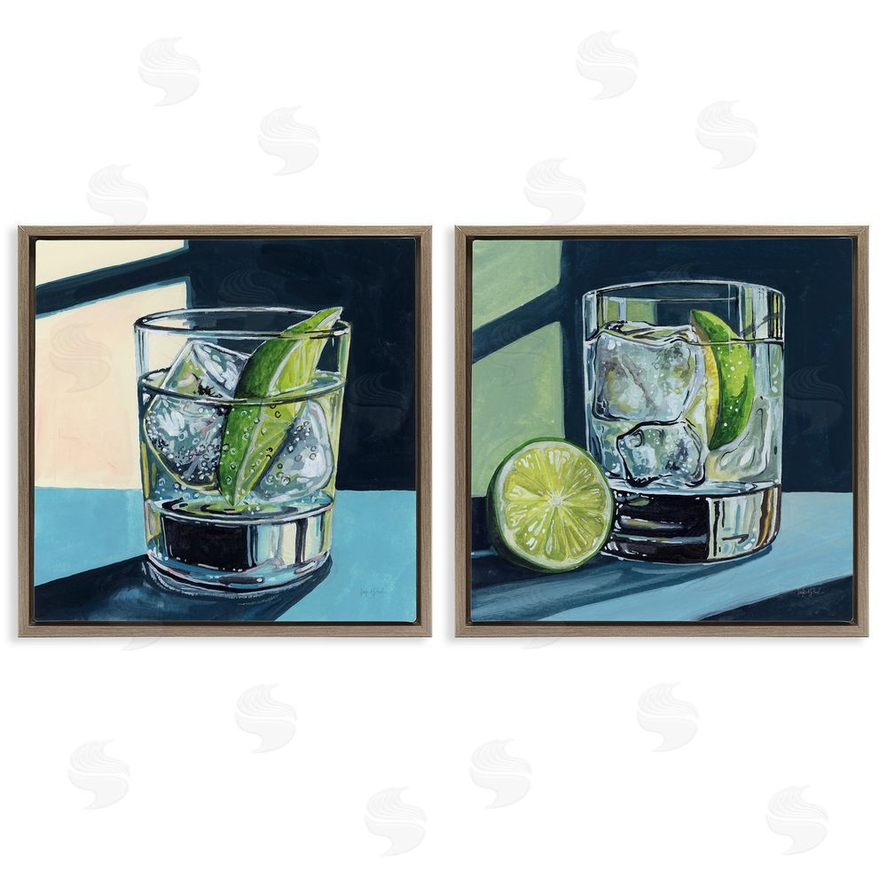 Kate Jarvik Birch Strong Gin Tonic Cocktail Brown Floating Frame Canvas Wall Art Print