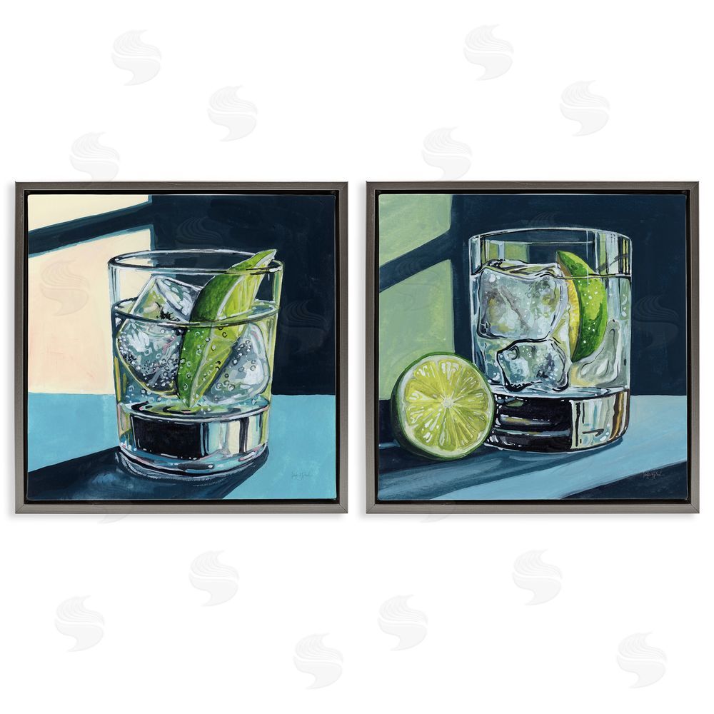 Kate Jarvik Birch Strong Gin Tonic Cocktail Gray Floating Frame Canvas Wall Art Print