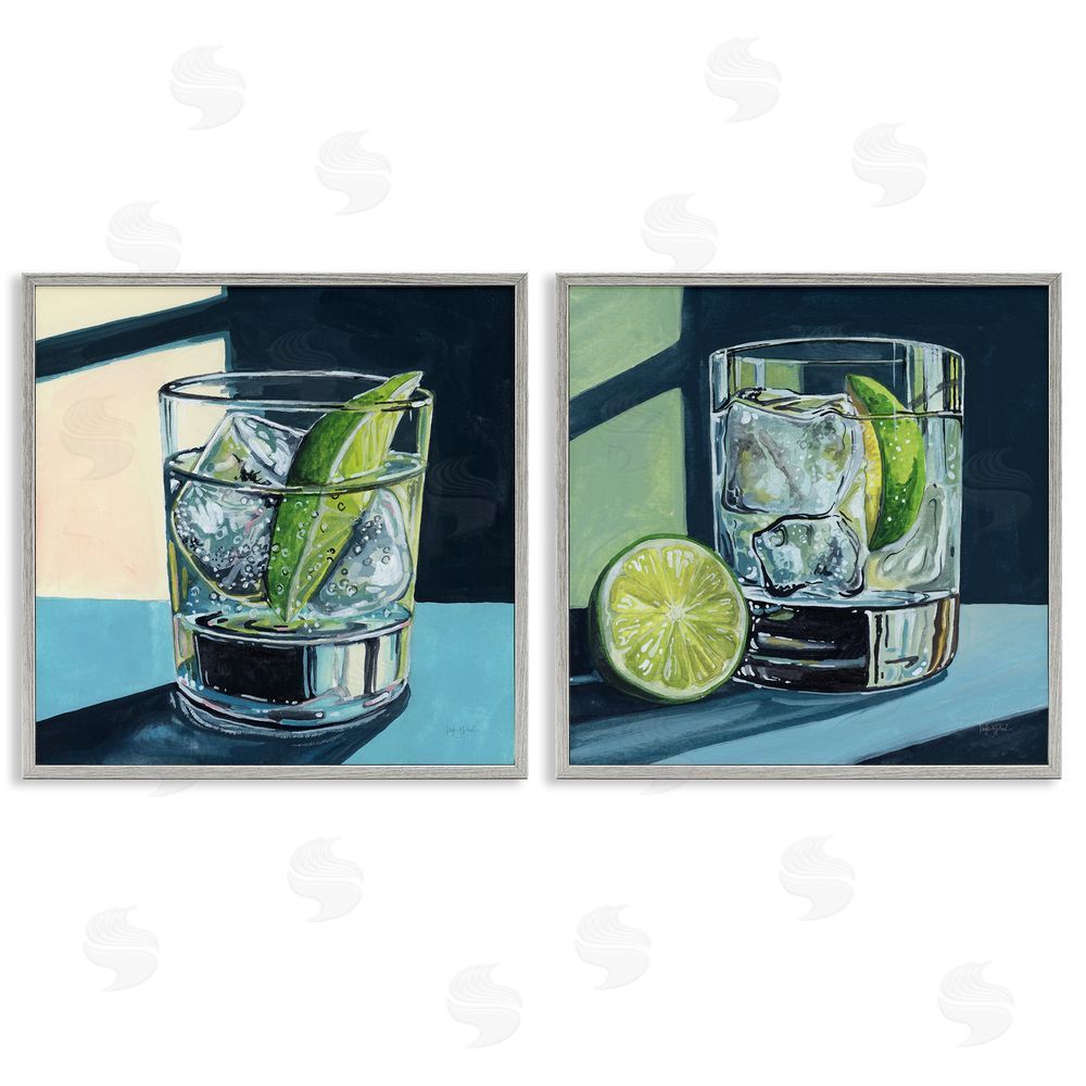 Kate Jarvik Birch Strong Gin Tonic Cocktail Gray Framed Giclee Wall Art Print