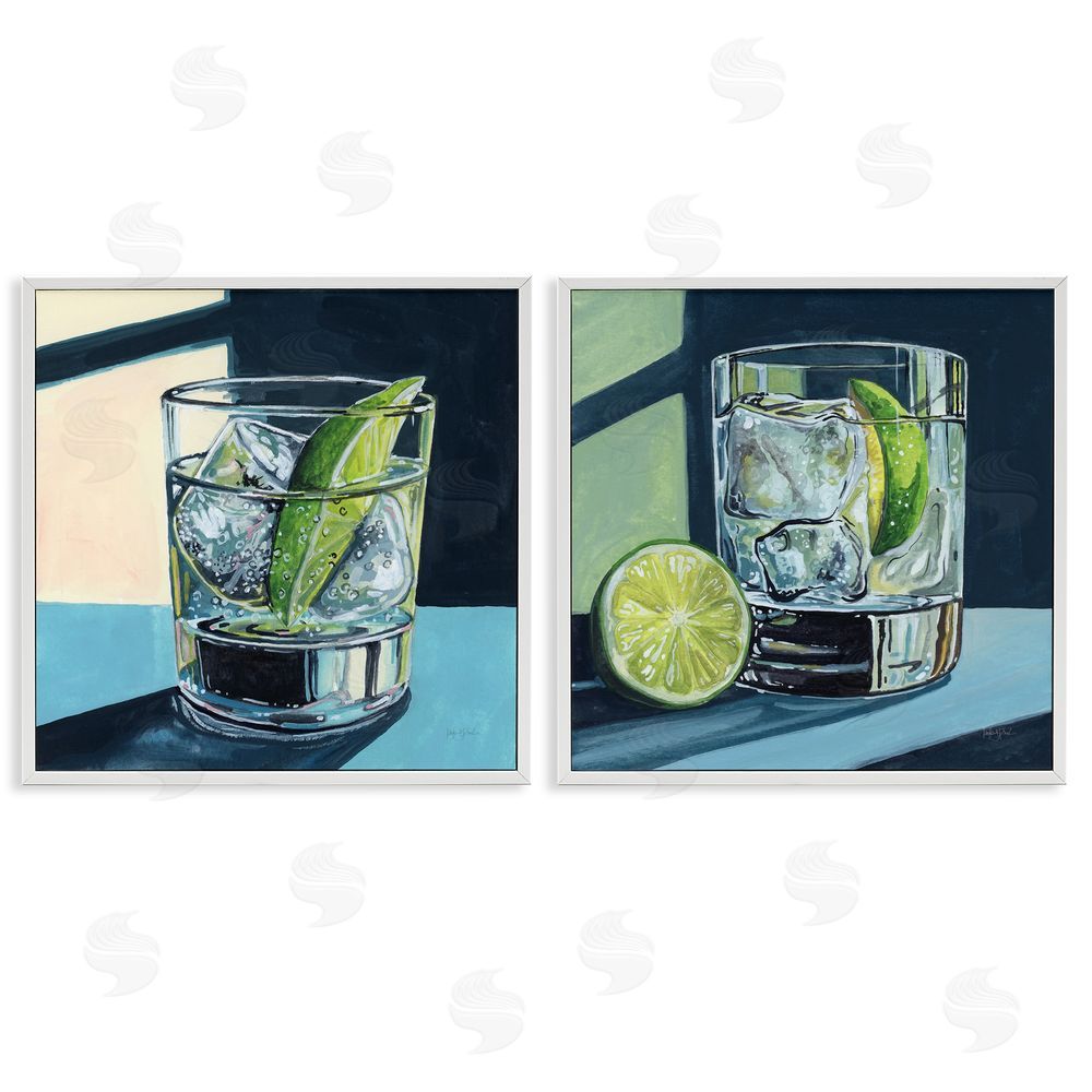 Kate Jarvik Birch Strong Gin Tonic Cocktail White Framed Giclee Wall Art Print
