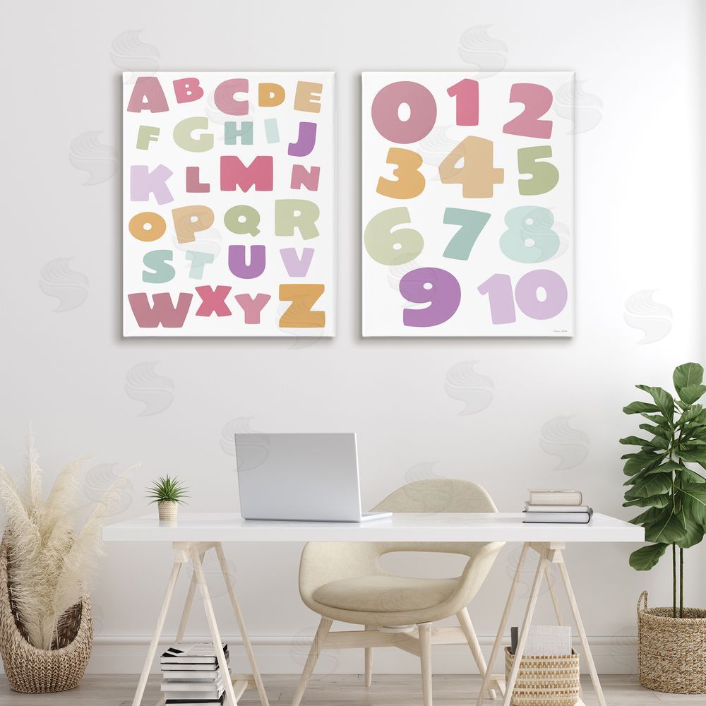 Susan Ball Muted Letters & Numbers Educational Canvas Wall Art Print in Room