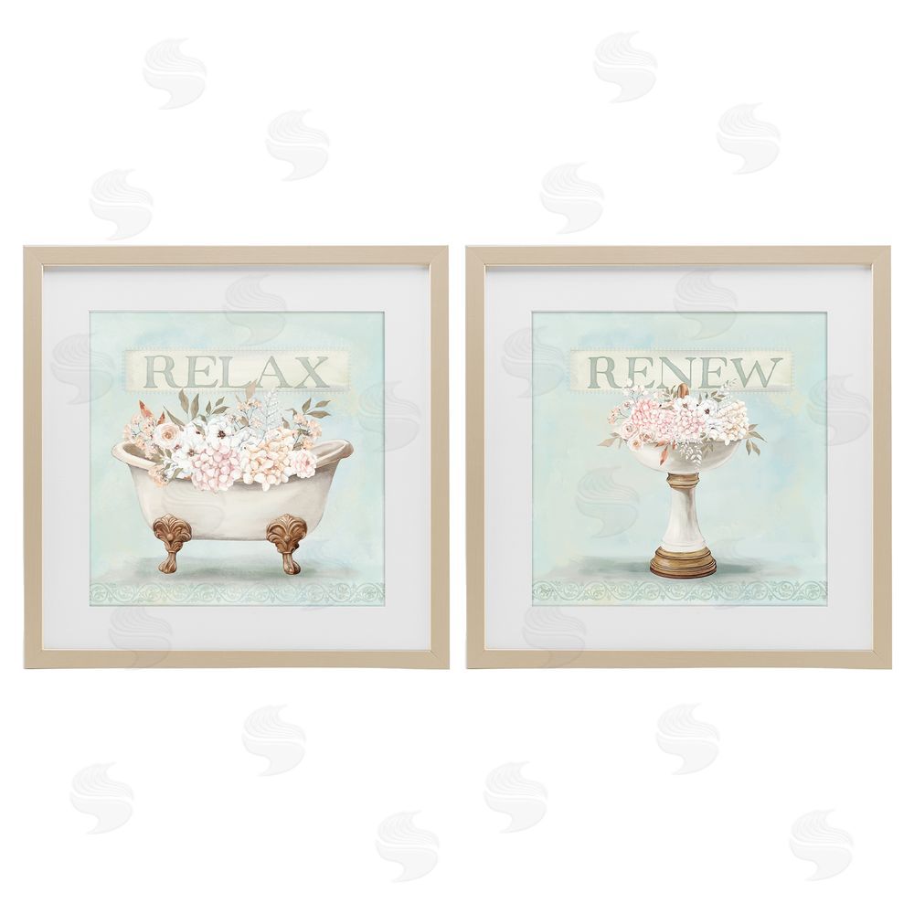 Mollie B. Antique Florals Relax Renew Birch Framed Print Under Glass Wall Art