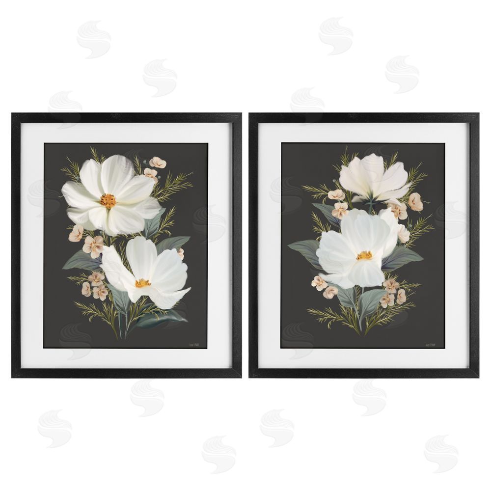 House Fenway Vintage Lace Cosmos Black Framed Print Under Glass Wall Art