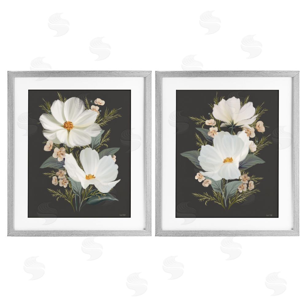 House Fenway Vintage Lace Cosmos Gray Framed Print Under Glass Wall Art