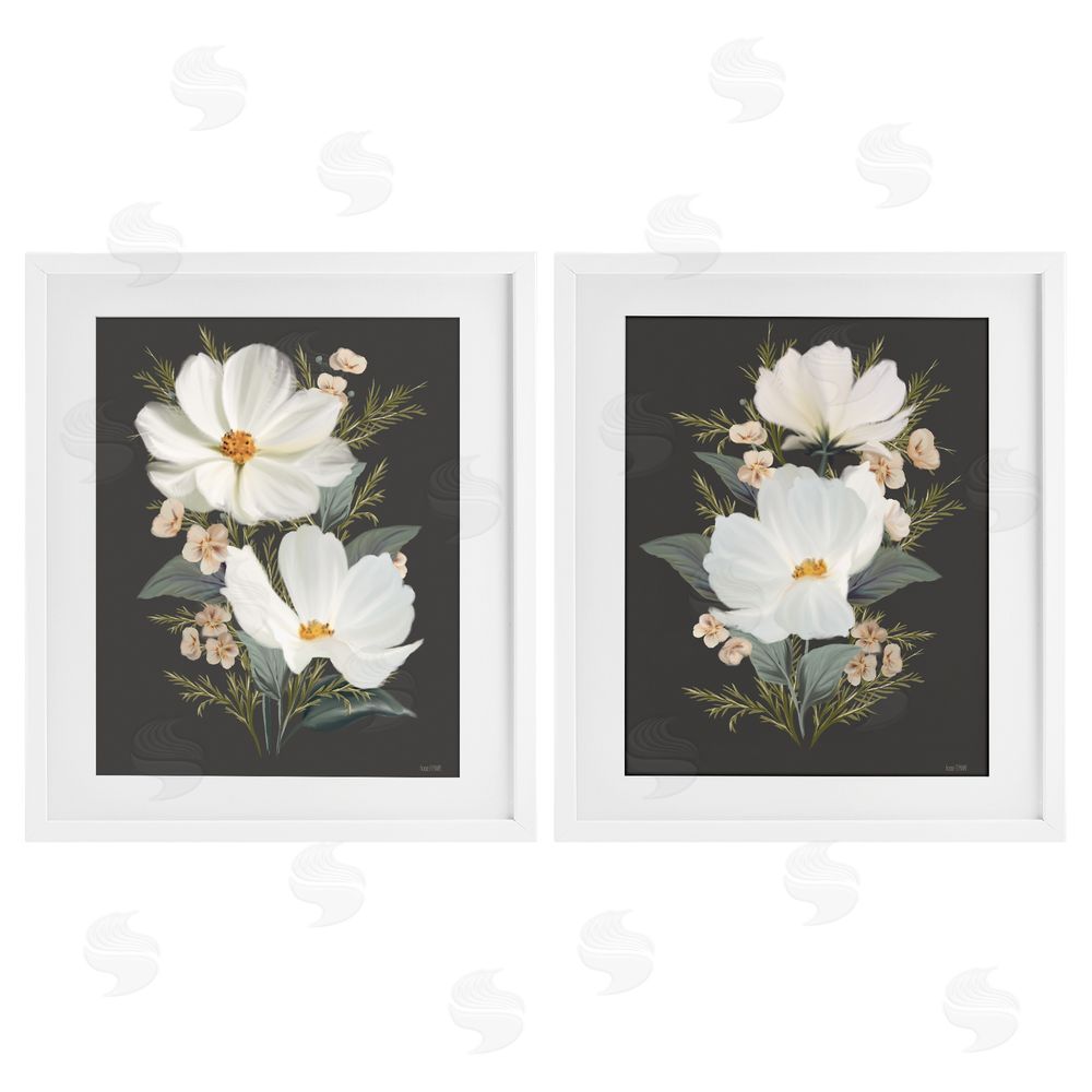 House Fenway Vintage Lace Cosmos White Framed Print Under Glass Wall Art