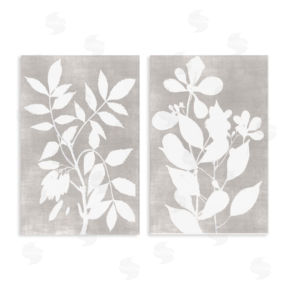 Stellar Design Studio Grey Foliage Impression Stretched Canvas Wall Art Print