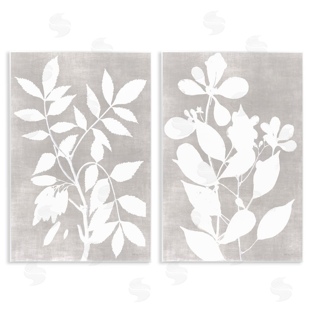 Stellar Design Studio Grey Foliage Impression Wall Plaque Art Print