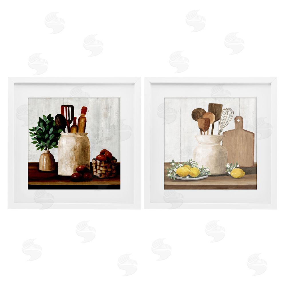 White Ladder Country Kitchen Setup White Framed Print Under Glass Wall Art