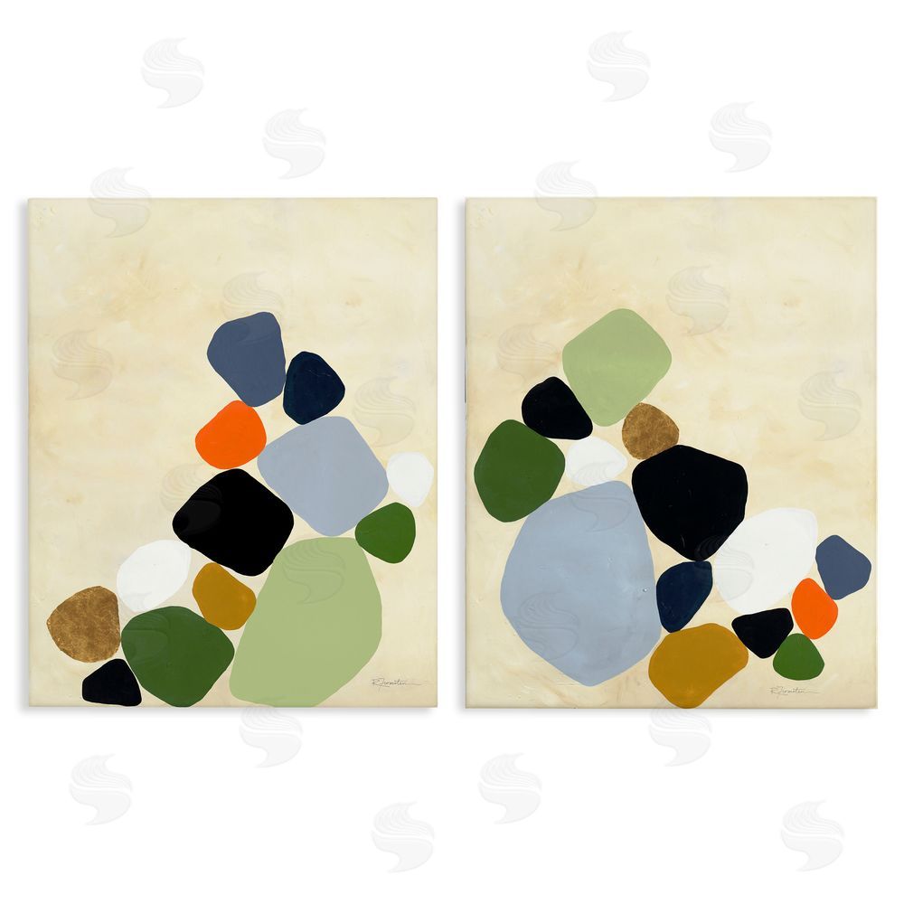 Ruth Fromstein Curved Clusters of Pebbles Stretched Canvas Wall Art Print