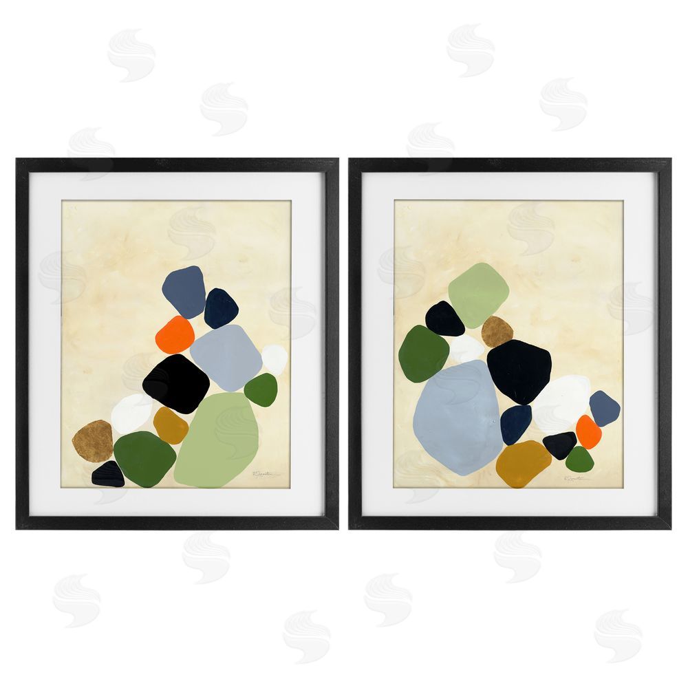 Ruth Fromstein Curved Clusters of Pebbles Black Framed Print Under Glass Wall Art