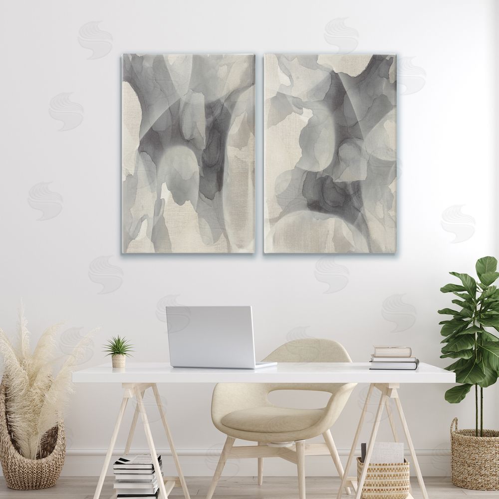 Kippi Leonard Mottled Fluid Monochrome Stretched Canvas Wall Art in Room