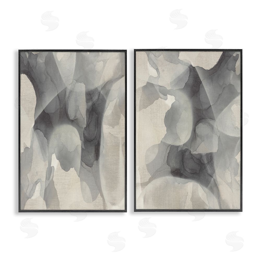 Kippi Leonard Mottled Fluid Monochrome Blacked Framed Giclee Wall Art Print