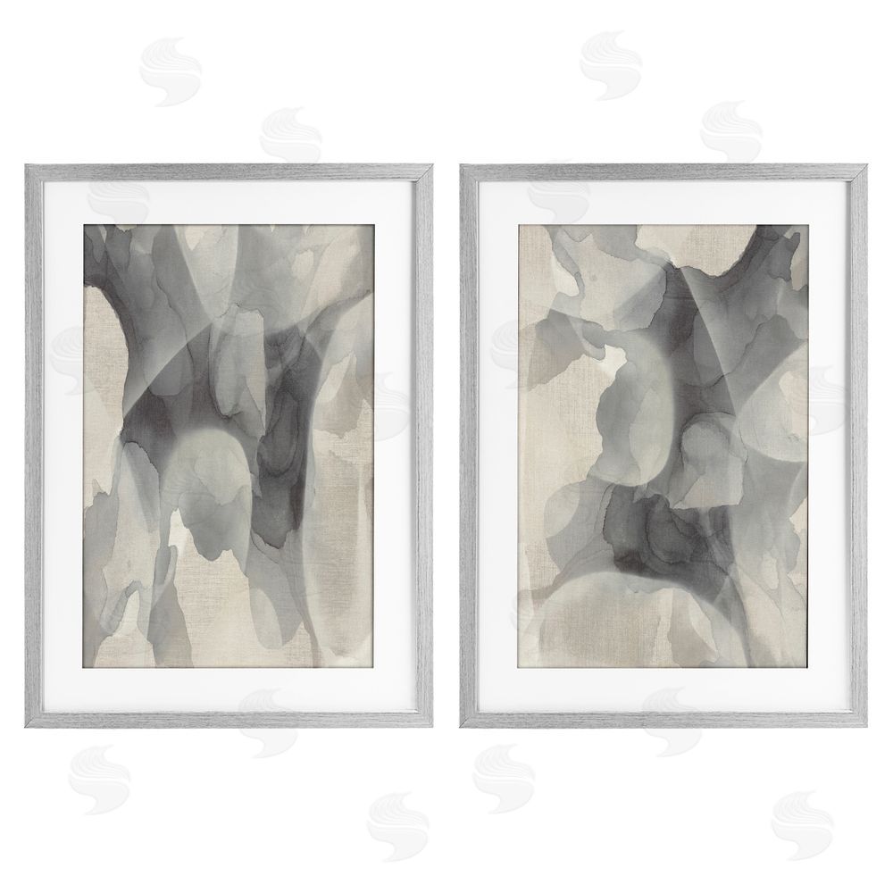Kippi Leonard Mottled Fluid Monochrome Gray Framed Print Under Glass with Mat Wall Art