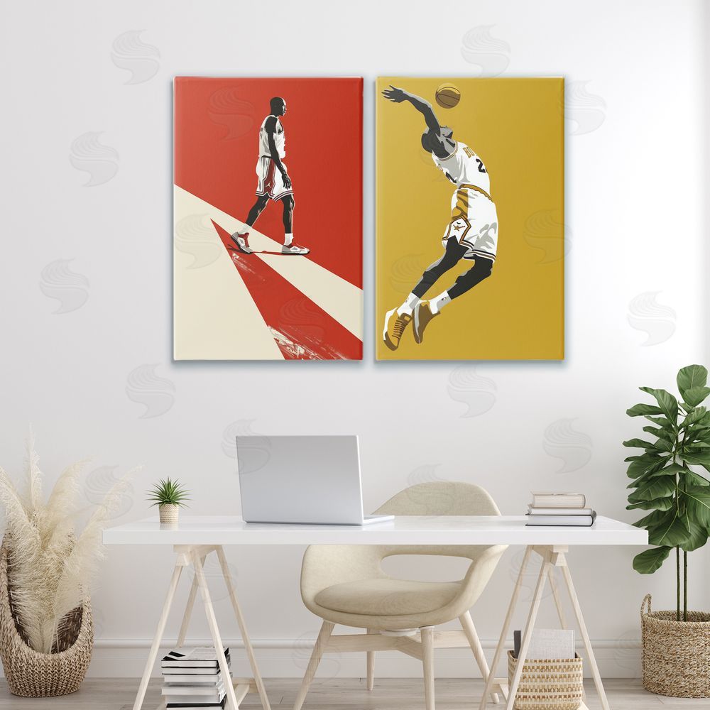 Ray Powers Iconic NBA Champions Stretched Canvas Wall Art in Room